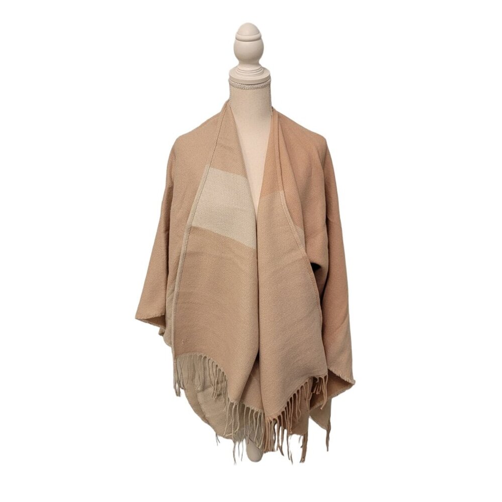 Soia & Kyo Scarf NWT Wrap Fringe Shawl Poncho Soft Pink & Beige Super Soft NEW